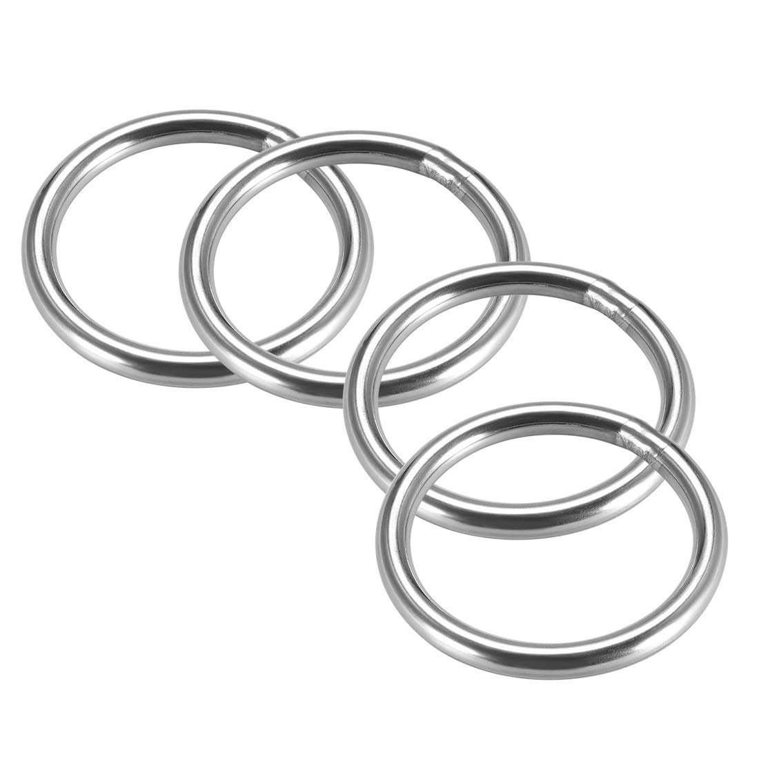 sourcing map 201 Stainless Steel O Ring 40mm(1.57") Outer Diameter 4mm Thickness Strapping Welded Round Rings 4pcs