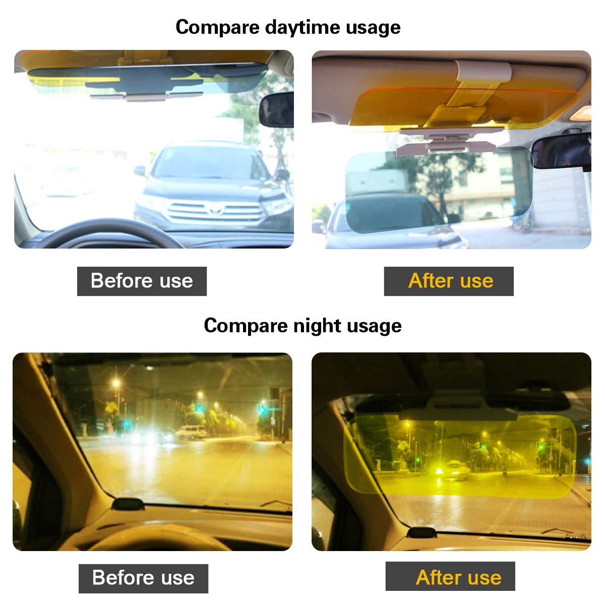 CAR-REP Auto Blendschutz Windschutzscheibe Sonnenblende Extender 2 in 1 für Tag- und Nachtgebrauch Schützt vor UV-Strahlung Scheinwerfer Heckklappen Reduziert die Augenbelastung