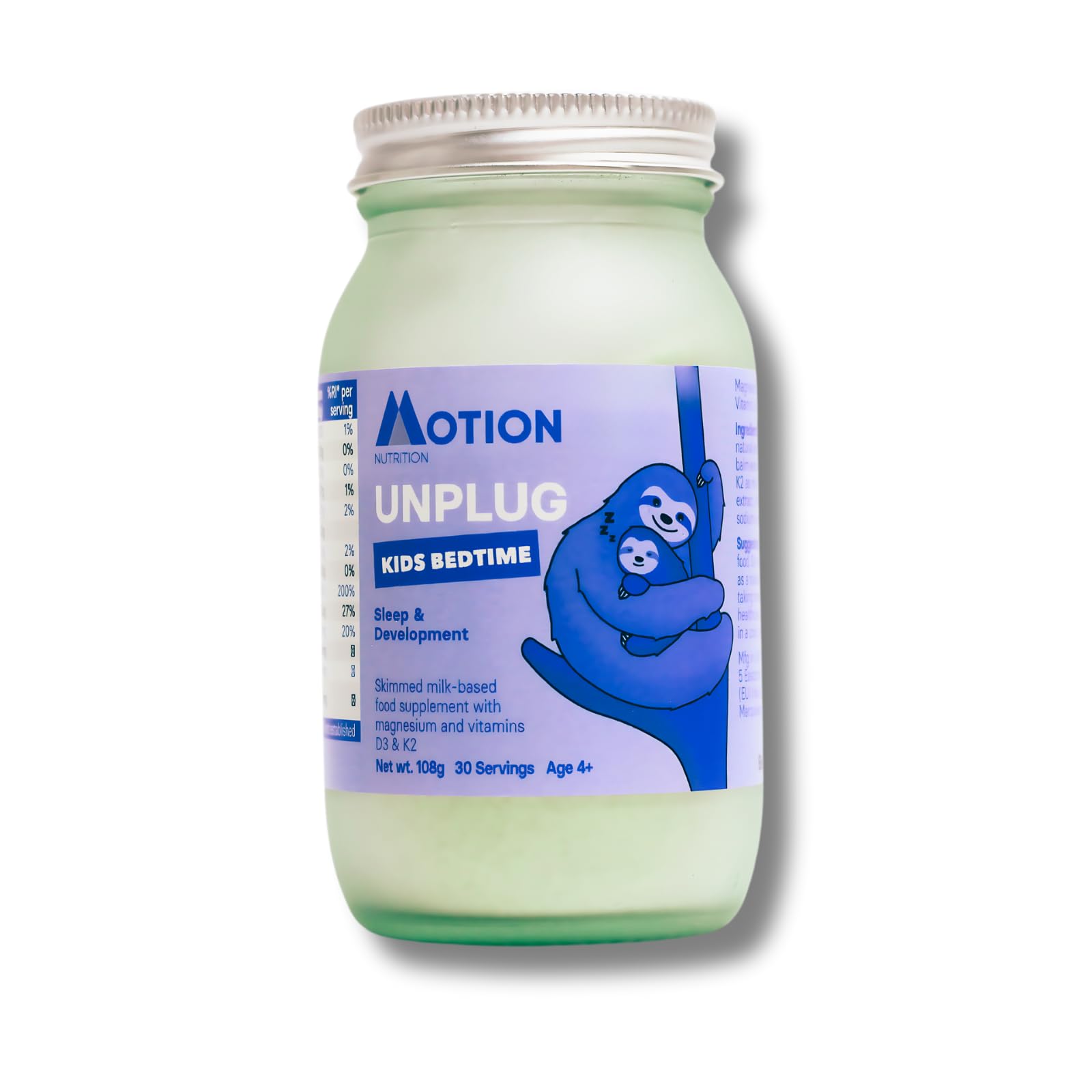 Motion Nutrition Unplug Kids Bedtime (108g) | Calming Kids Drink Full of Nutrients for a Restorative Night | Carefully Formulated To Aid Your Child's Sleep & Development | NEW FORMULA