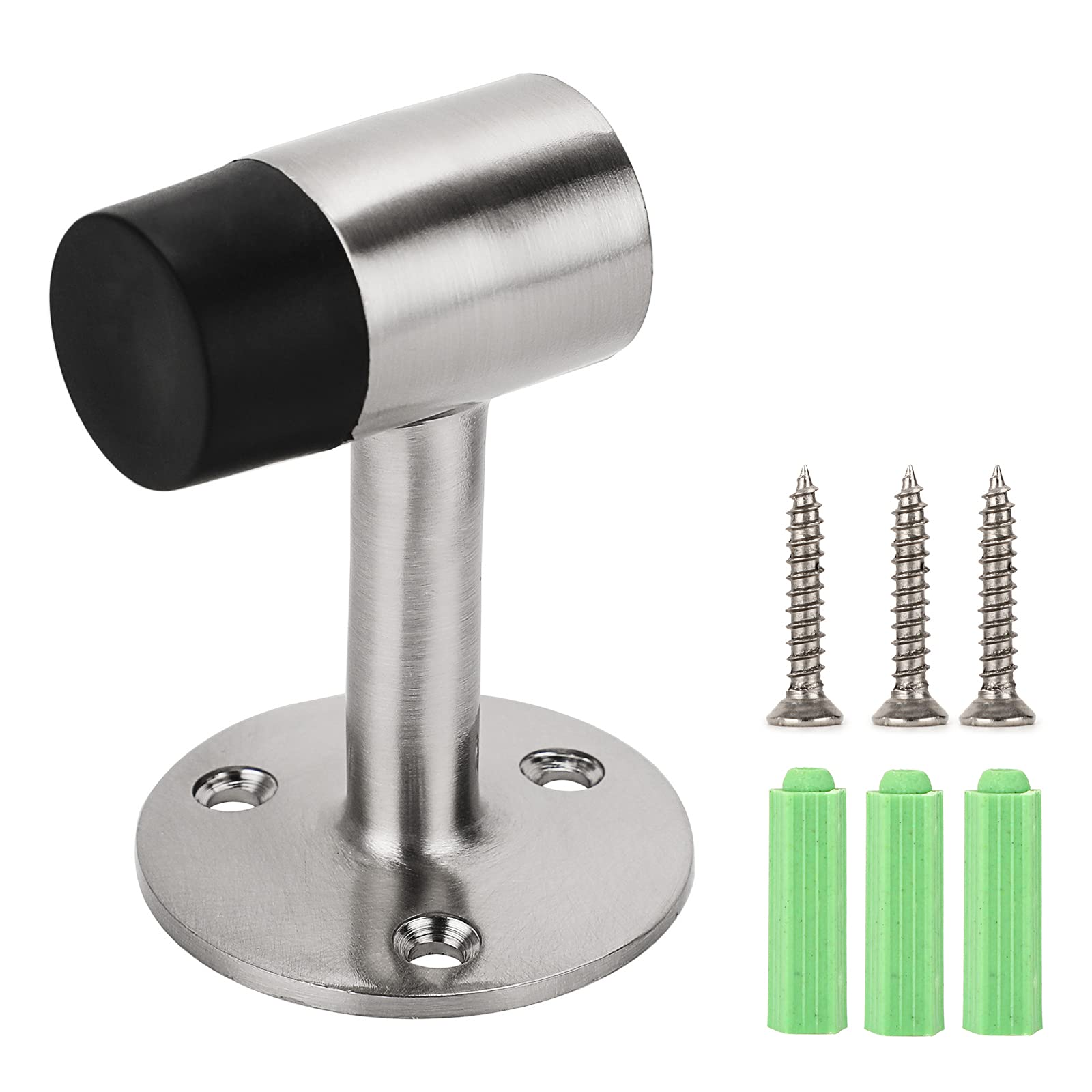 IGNPION 1pc Stainless Steel Door Stoppers Wall Mount Door Holder Stop Brushed Finish Door Stop with Buffer Sound Dampening Rubber