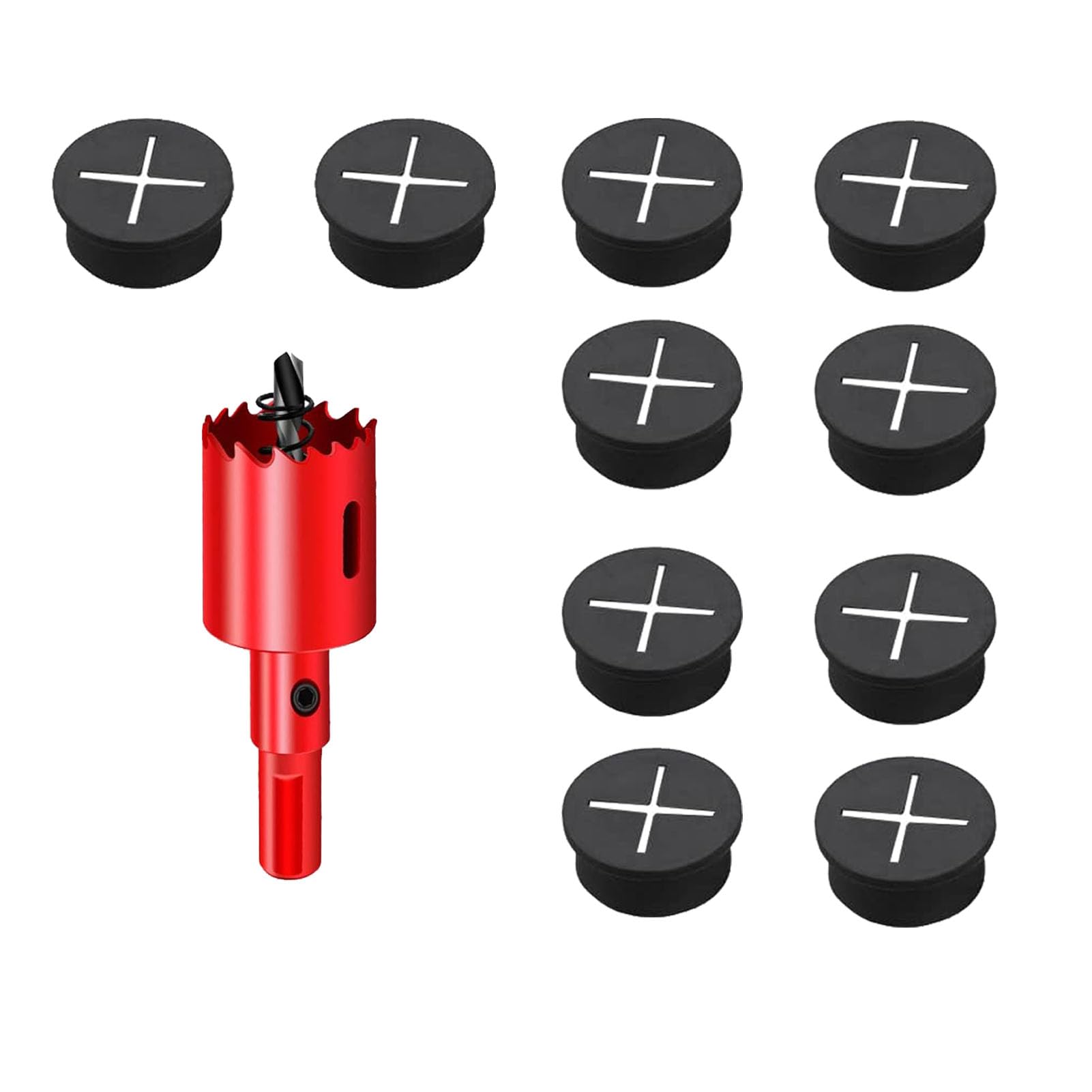 DuDuZui 10PCS 25mm Desk Grommet, Desk Hole Cover Organize Office and Home Table Cable, Cable Wall Grommet with 1 Hole Saw (Black_25mm) — image 1