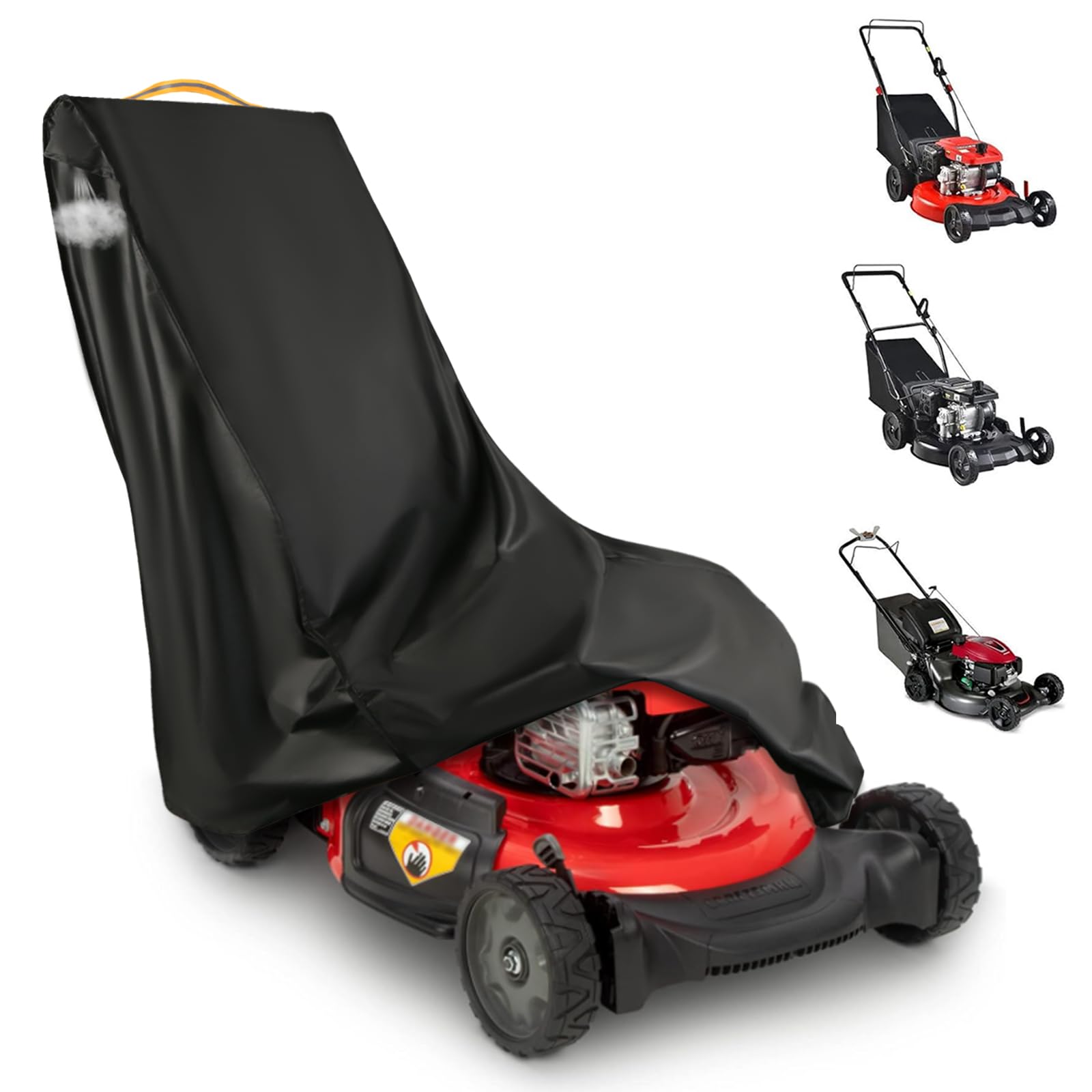 Outdoors Riding Lawn Mower Cover Waterproof Heavy Duty 420D Polyester Oxford Lawn Tractor Cover Fits Decks Up To 54" With Reflective Tape & Windproof Buckle Riding Mower (Push Mower)