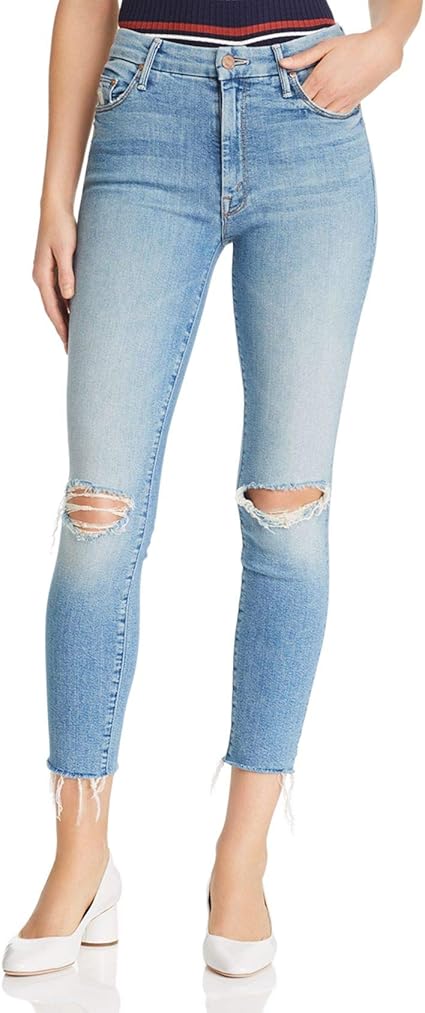 High Waisted Looker Ankle Fray - Skinny Jeans with Raw Hem in Shoot to Thrill Destroyed (28) at 