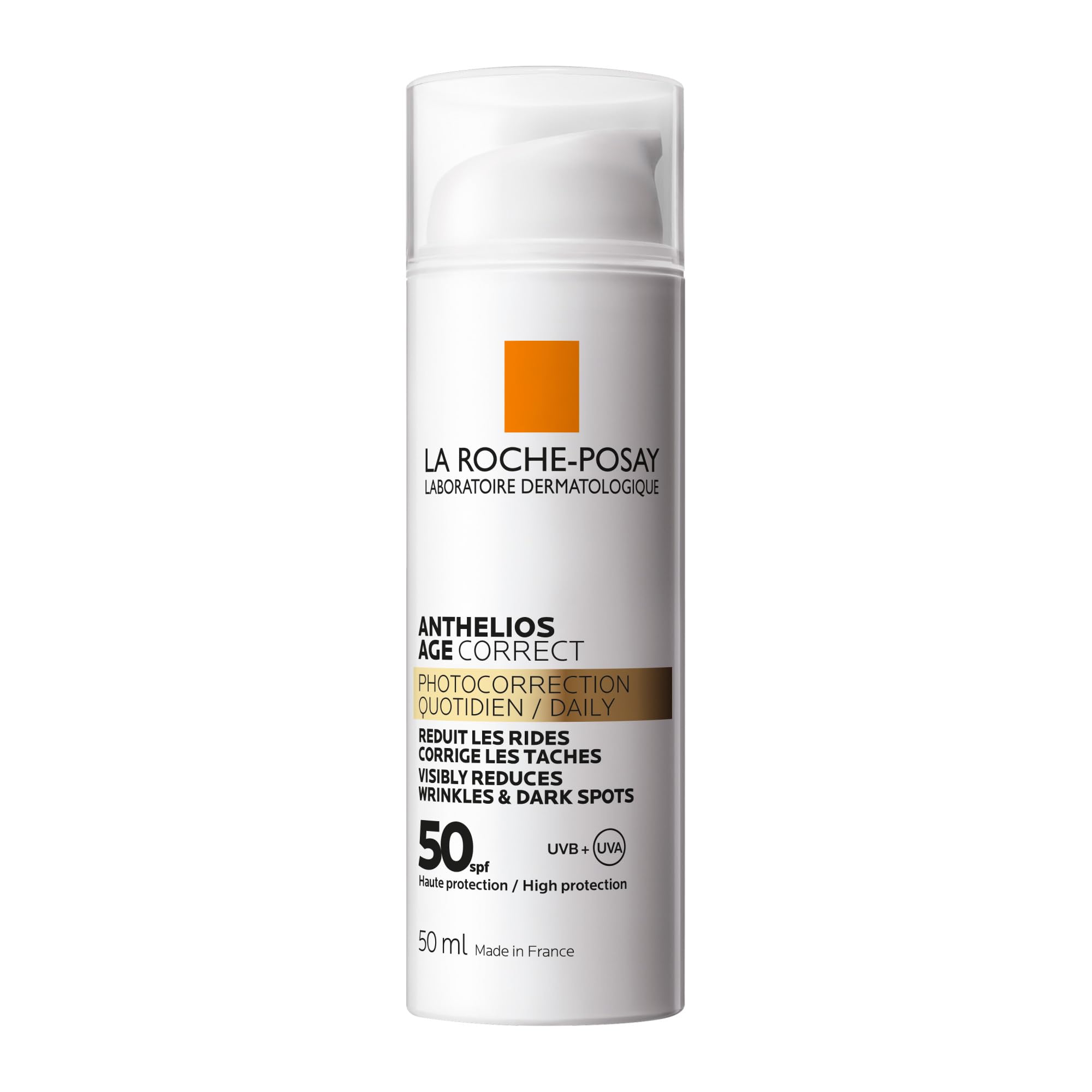 La Roche-Posay Anthelios Age Correct SPF50, Anti-Ageing Daily Sunscreen With Hyaluronic Acid, Niacinamide & Phe-Resorcinol, 24 Hour Hydration, Non-Greasy, 50ml