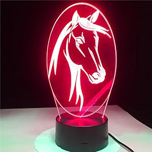 3D Horse Night Light Led Touch Switch Decor Table Desk Optical Illusion Lamps 7 Color Changing Lights LED Table Lamp Xmas Home Love Birthday Children Kids Decor Toy Gift