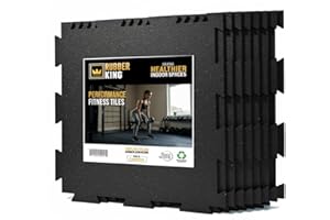 Rubber King 8 Piece Interlocking Tiles 19" x 19" x 8mm - Black - 100% Recycled Rubber Gym Floor Tiles, Exercise Mat for Home 