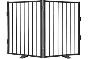 Snagle Paw Metal Freestanding Dog Gate,Indoor Outdoor Puppy Gate with Floor Protect Support Feet, 40x32 Inches Foldable Pet D