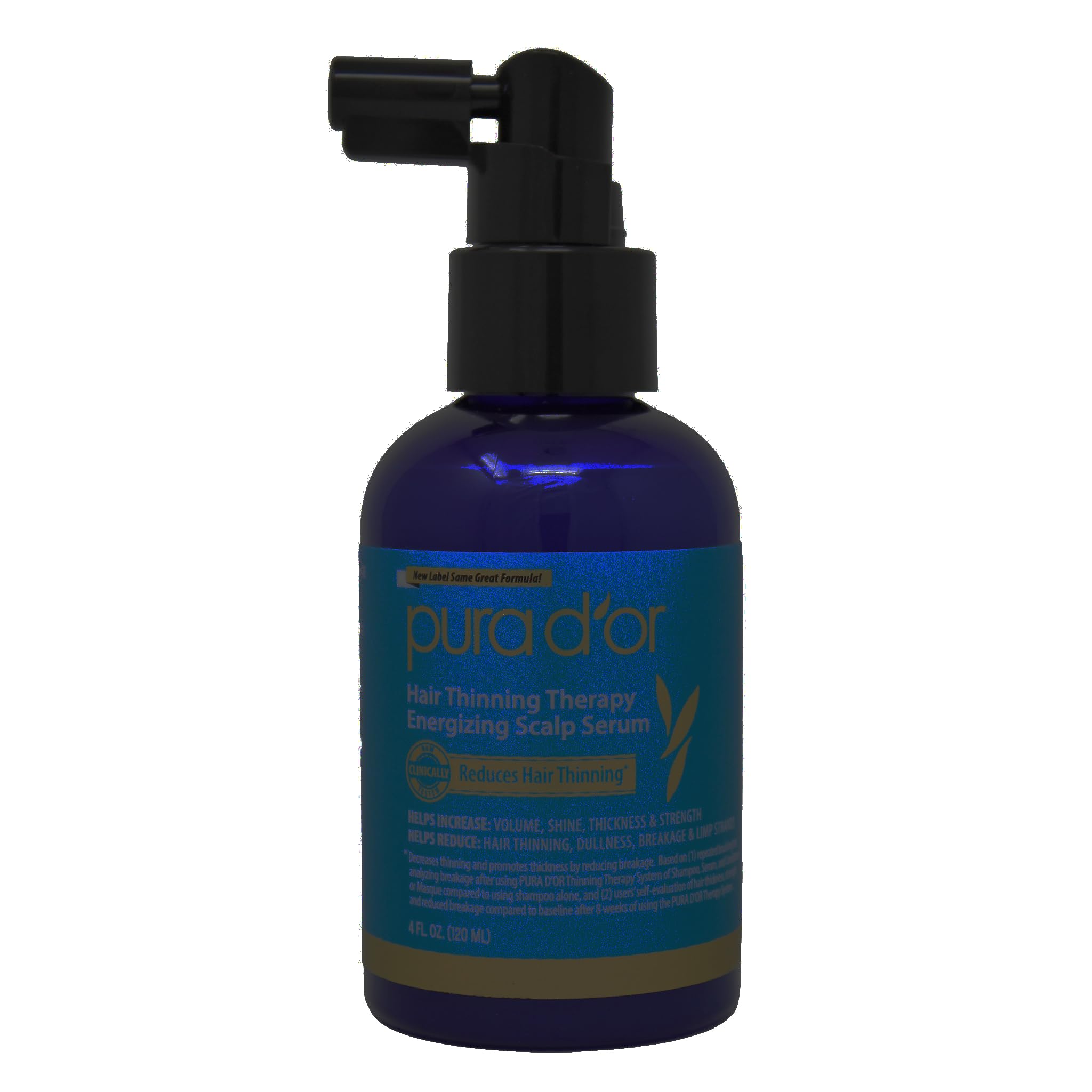 PURA D'OR Hair Thinning Therapy Energizing Scalp Serum Revitalizer, Infused with Organic Argan Oil, Biotin & Natural Ingredients, 4 Fl Oz