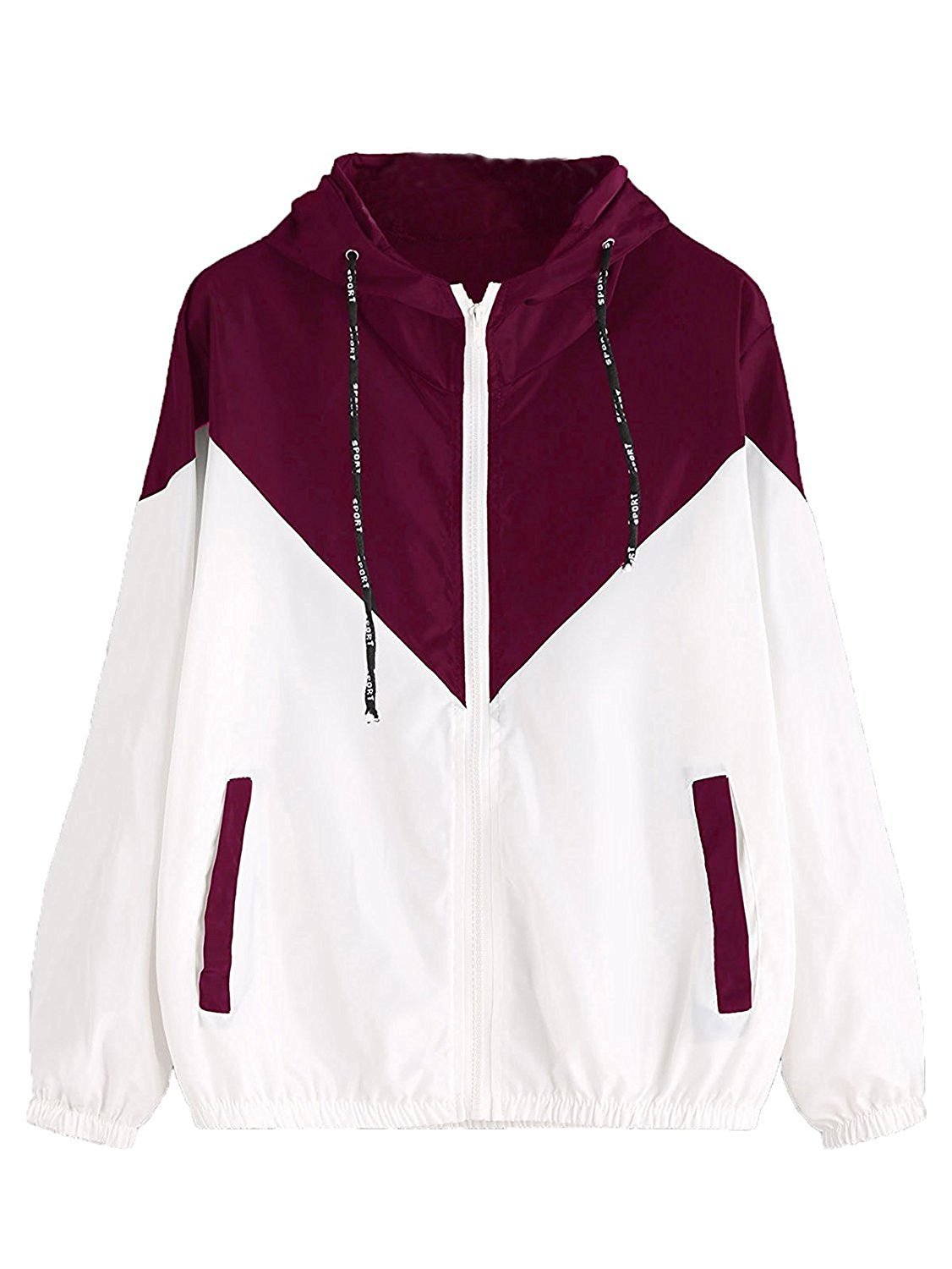 red zip up windbreaker