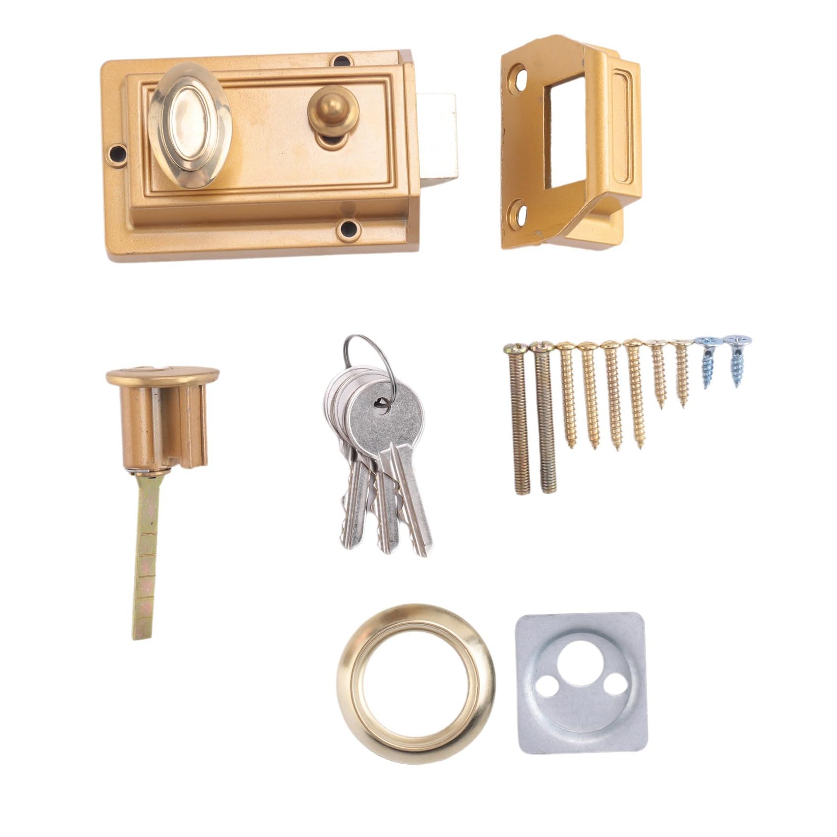 Giggelling Zinc Cylinder Deadbolt Latch Lock for Night Gate Door Entrance,Gold