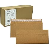Burasari 80Qty#10 Brown Kraft Business envelopes 4.125x9.5In- windowless design 120GSM paper envelopes