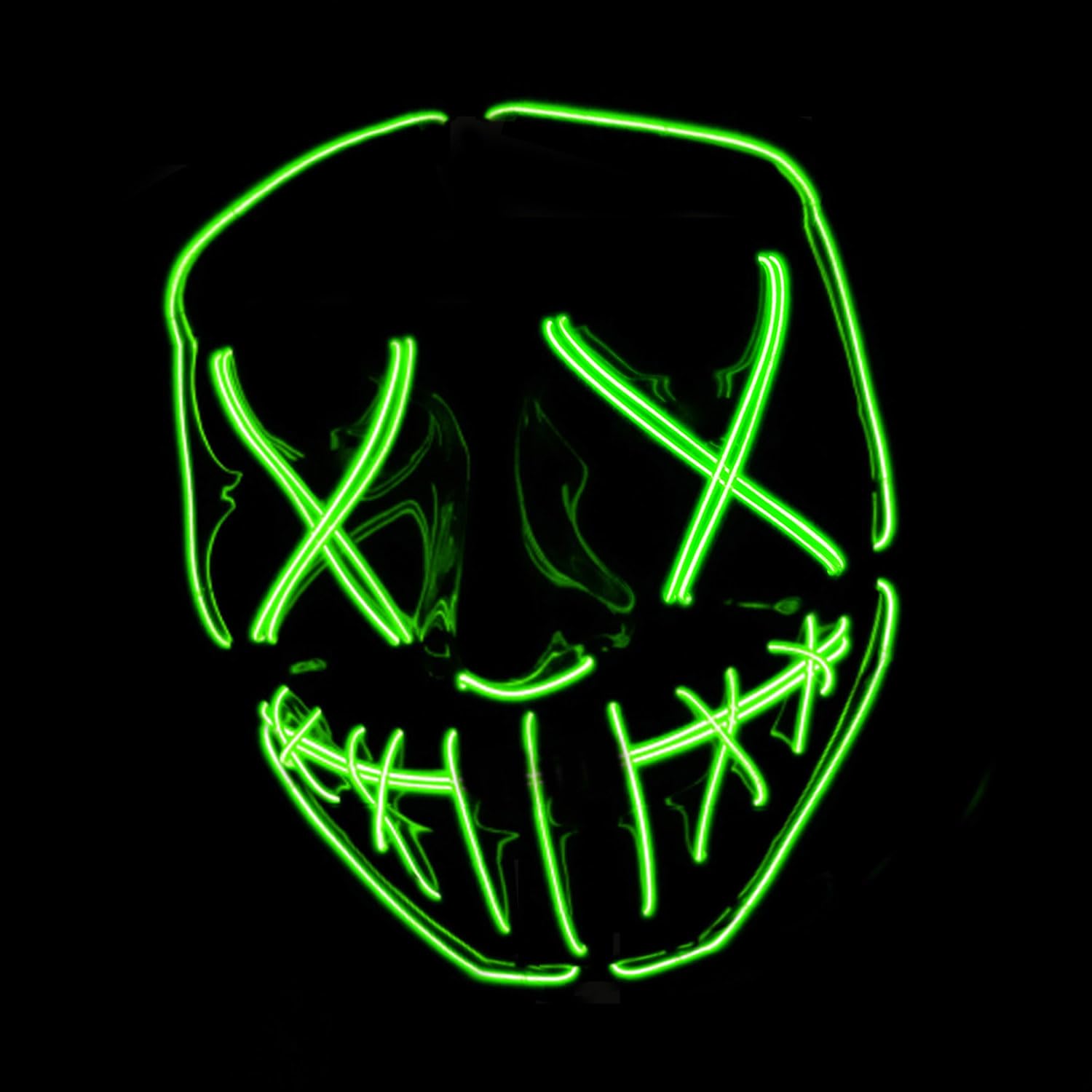 Original Cup The Purge® LED Mask | American Nightmare Green | Premium Quality | Rigid Plastic | 3 Flashing Modes | LED Mask | Cosplay | Halloween | Neon | 100% Horror | 100% Fun
