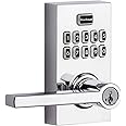 Kwikset 99170-005 SmartCode 917 Keyless Entry Contemporary Residential Keypad Electronic Lever Lock Deadbolt Alternative with Halifax Door Handle and SmartKey Security, Polished Chrome