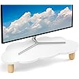 AFOOYO Monitor Stand Riser,Cloud-Shaped Sturdy Wood Computer Monitor Riser, Laptop Monitor Stand, Multi-Purpose Desktop Organizer Riser for Computer, Laptop, Printer, TV,White