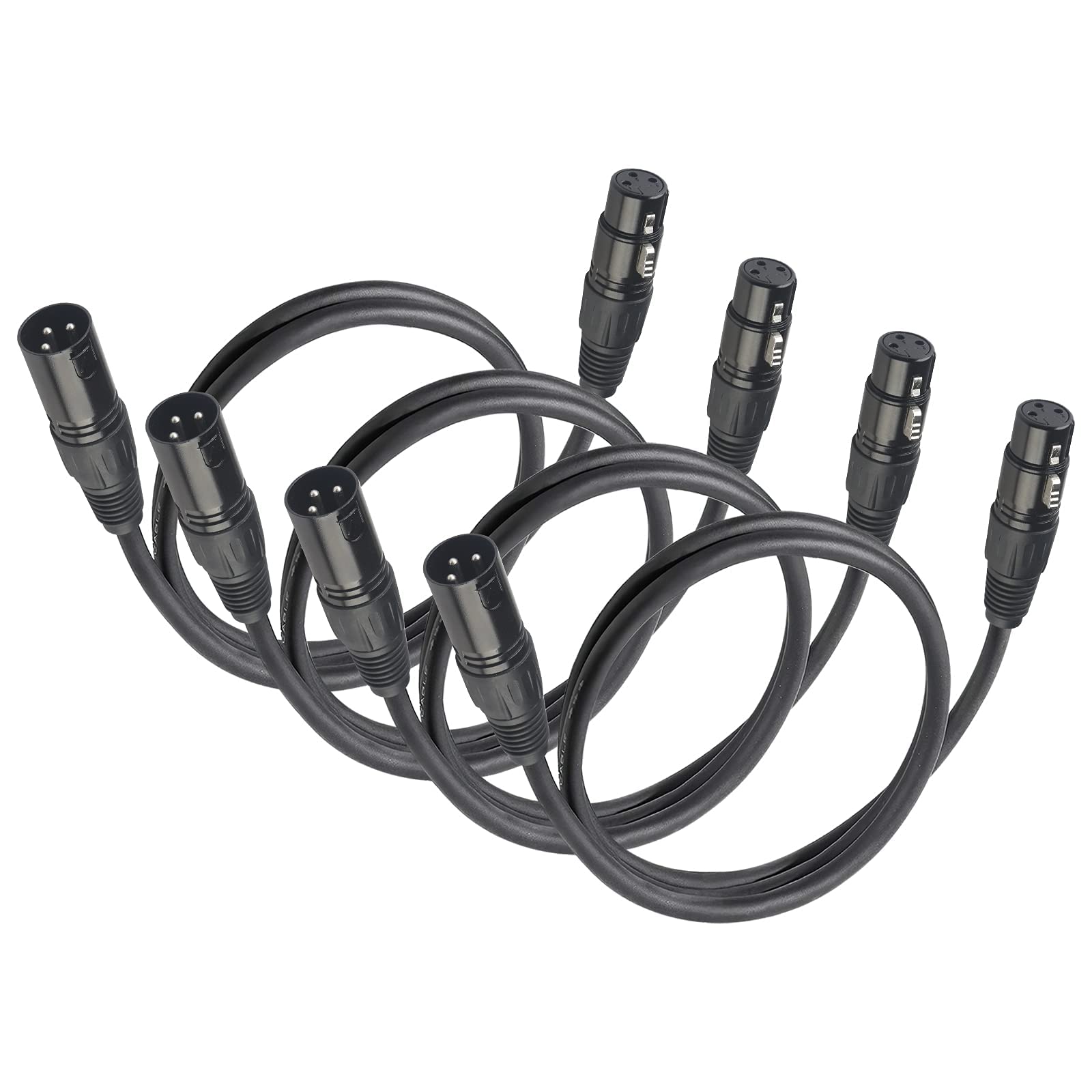 jindaaudio DMX Cable 1.2m, 3.94ft XLR Cables for Stage Light or Microphone, 3 Pin DMX Cables With Male to Female Connector.(Pack of 4)