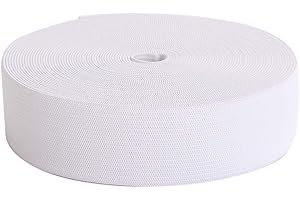 Knit Elastic Bands for Sewing White Heavy Stretch High Elasticity Flat Elastic Cord 1-1/2 Inch Wide Braided Elastic Spool 10 