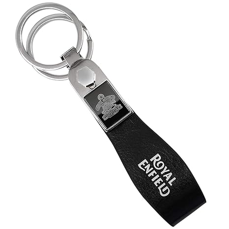 VillageTiger Royal Enfield Classic Bullet Bike Artificial Leather Key Chain, Keyring Two Wheeler Bike Key Ring, Keychain (Black)