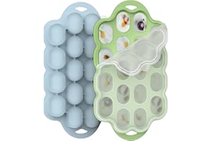 TOHECU Silicone Baby Food Freezer Tray 2 Pack, Small Ice Cube Trays with Lid for Baby Fruit Food Feeder,Nibble Freezer Tray for Breastmilk Popsicle Mold and Baby Food Storage Container, BPA-Free