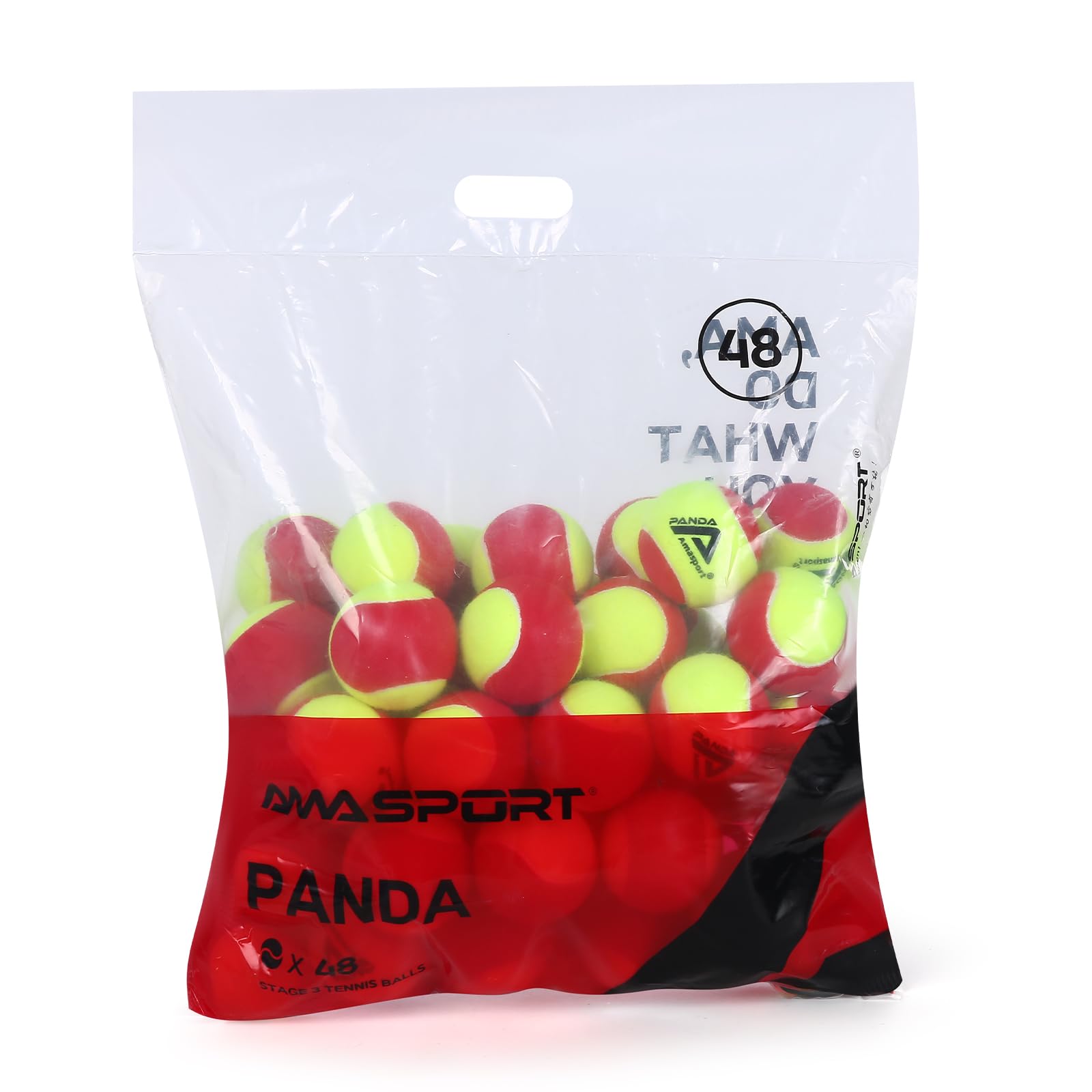 Photo 1 of AMA SPORT Kids Tennis Balls 48 Pack 75% Low Compression Stage 3 Red Dot Training (Transition) Balls for Beginners Youth Kids Training Practising Playing Ball