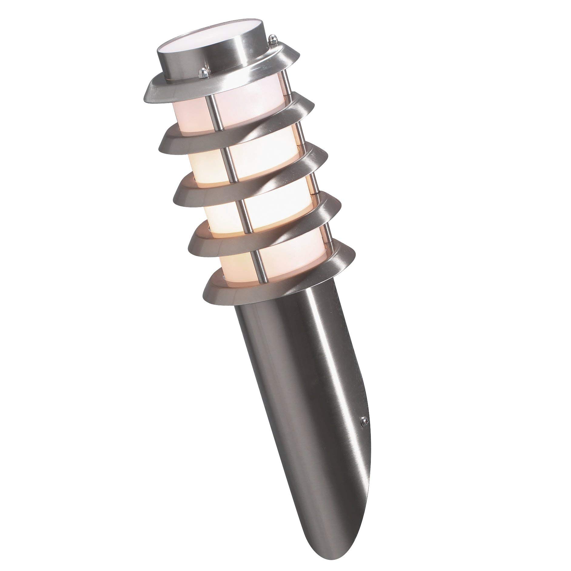 Konstsmide 7560-000 Trento Angled Outdoor Wall Light/ 1 x 11 W E27 Max Wall Lamp/ Frosted-Opal Lens/ Stainless Steel/ IP44/ Outside Light Stainless Steel