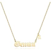 QXTX Zodiac Necklace,Zodiac Sign Pendant Necklace for Women,18K Gold Plated
