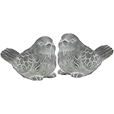 Urban Trends2 Piece Cement Bird Figurine, Washed Concrete White
