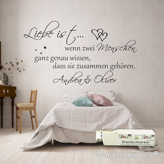 Wandschnorkel Wandtattoo Liebe Ist Schlafzimmer Mit Namen Personalisiert 1 20 M X0 51 M Lila Amazon De Baumarkt