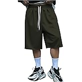 VIPWOLF Men's Baggy Shorts Wide Leg Sweat Shorts Gym Workout Shorts Drawstring Waist Drippy Summer Cruise Outfits