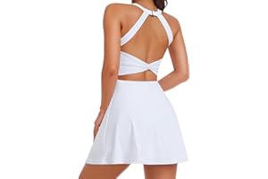 RAXNODE Women Tennis Golf Dress with Built-in Shorts and Bra-Workout Athletic Activewear for Exercise