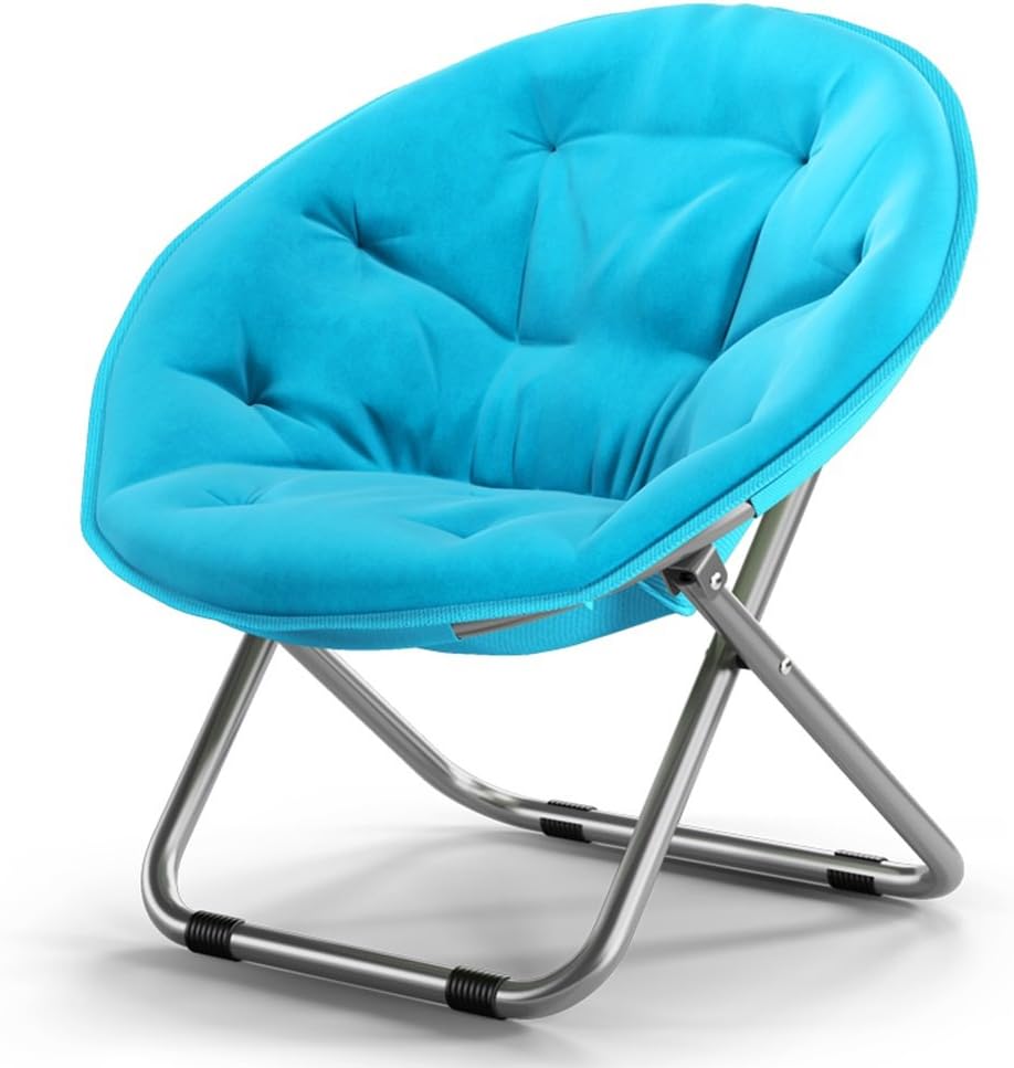 Folding Chair / Adult Moon Chair/Sun Chair/Lazy Chair/Recliner Round Chair/Sofa Chair/Solid Color Home Lazy Couch / (Color : Blue)