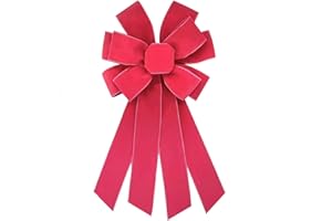 CHMOART Valentine's Day Wreath Bow 10 x 18 Inches Large Wedding Bows Pink Velvet Bow Holiday DIY Craft Bow Holiday Tree Topper Ornament Bow for Home Front Door Wedding Decorations