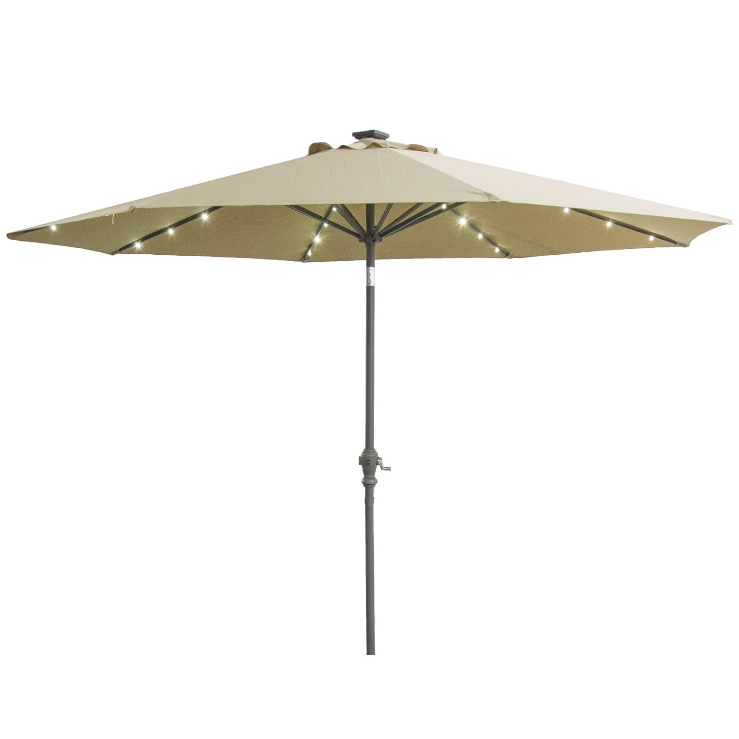 Caymus Patio Umbrella Outdoor Led Umbrellas Solar Powered Umbrella With 32led Lights Tilt And Crank Table Umbrellas For Garden Deck Backyard And Pool Coffee Amazon In Garden Outdoors