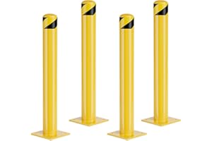 AYSIOFDY Parking Bollard Post, Bollards Steel 36 inch, 4.5 Inch Diameter Bollard Covers, Yellow Powder Coated Safety Parking Barrier Post, for Traffic Sensitive Areas (36inch 4Pack)