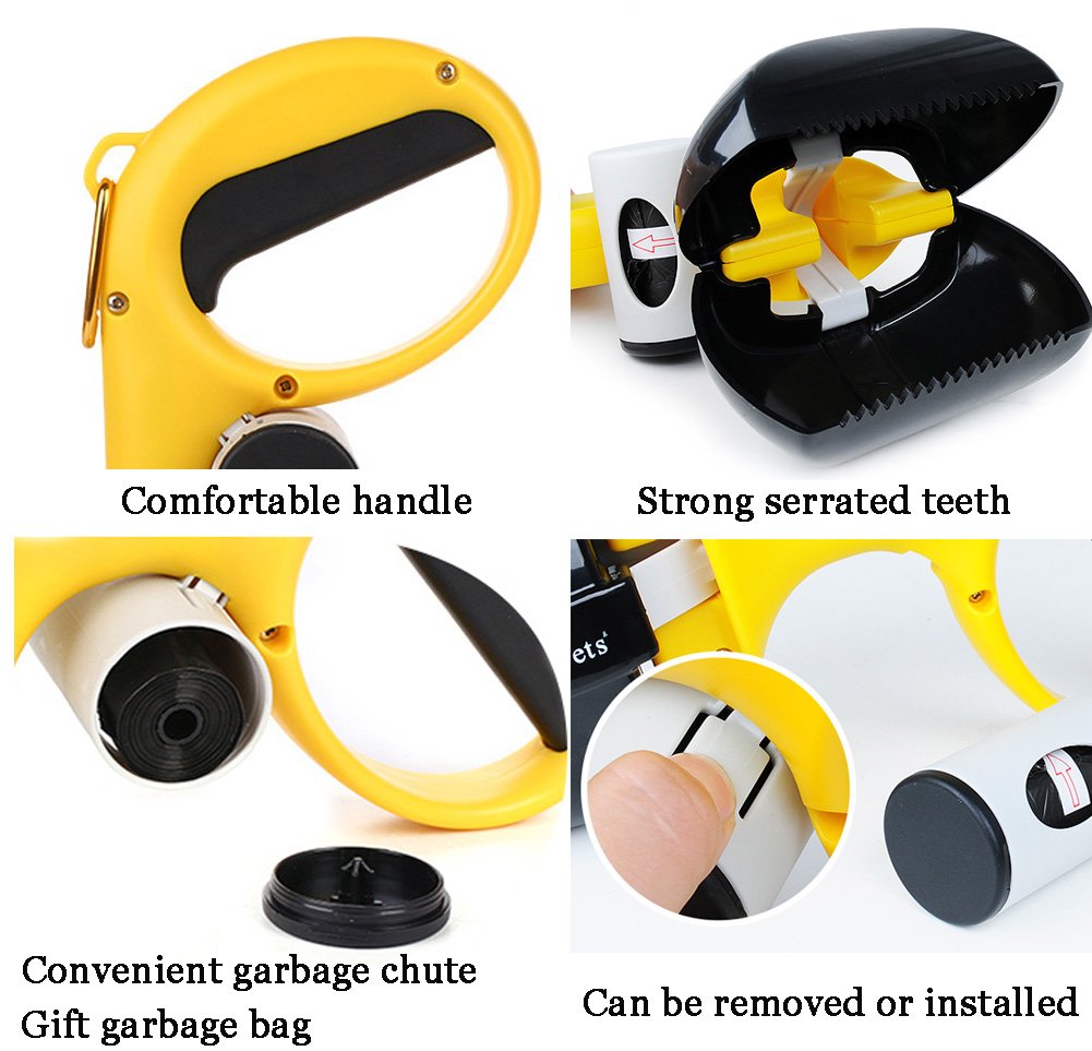 Pooper Scooper Rake Spade Cat Dog Pet Waste Scoop-Portable Jaw Clamp Scooper For Indoor Or Outdoor Waste Picker Perfect For Small Medium Large XL Pets (FREE Pet Brush & 6 Roll Sog Poop Bags)