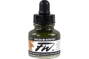 Daler Rowney FW Acrylic Ink Bottle Antelope Brown - Versatile Acrylic Drawing Ink for Artists and Students - Permanent Calligraphy Ink - Archival Ink for Illustrating and More