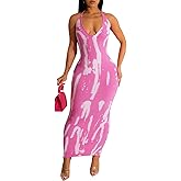 Women's Halter Sleeveless Bodycon Maxi Dress - Sexy Club Party Dress