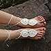 Crochet Black Barefoot Sandals,Beach Pool,Nude shoes,Foot jewelry,Footless sandles,Beach Wedding Jewelry,Yoga Chain,Anklet, Wedding shoes, Beach Wedding, Summer shoes, One Size Fits All (white)