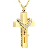InfuMemo Cremation Jewelry for Ashes Pendant - Cross Urn Necklace with Mini Keepsake Urn Memorial Ashes Jewelry - With Me Always