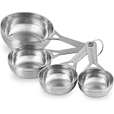 Le Creuset Stainless Steel Measuring Cups, Set of 4 | Set includes: 1/4, 1/3, 1/2, and 1 cups
