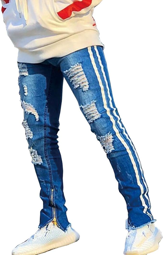 Amazon At Marvelous ダメージデニム スキニーパンツ メンズ