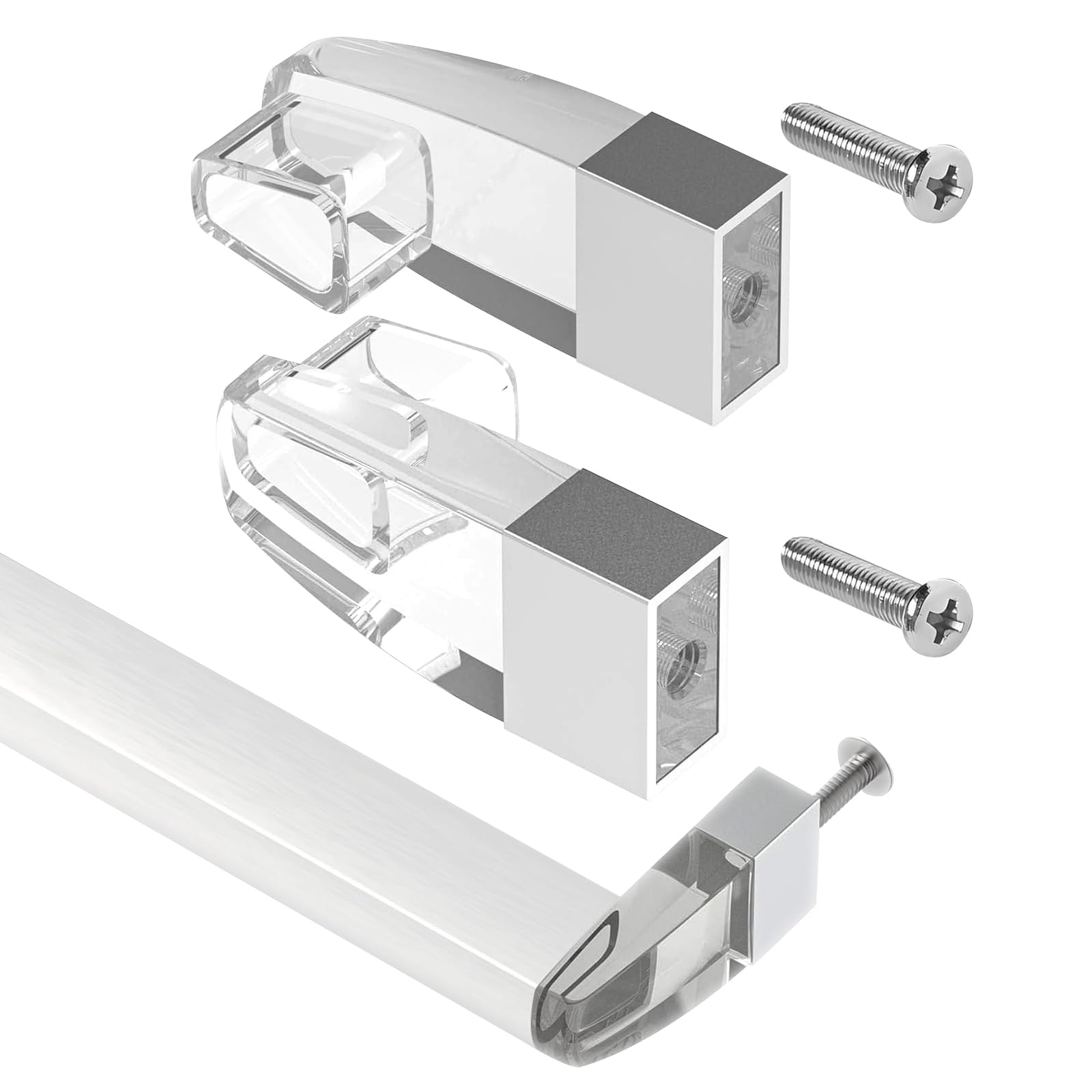 Photo 1 of 2 Set Clear Acrylic Shower Door Towel Bar Brackets for Alumax Basco Framed Sliding Glass Shower Door Towel Rod and Sliding Doors | Clear Acrylic Towel Bar Brackets with Bright Chrome Sleeve
