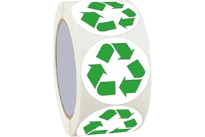 Pop Resin 1.5" Inch Recycle Logo Stickers Round Recycling Symbol Labels Self Adhesive Indoor and Outdoor Stickers 500 Per Roll