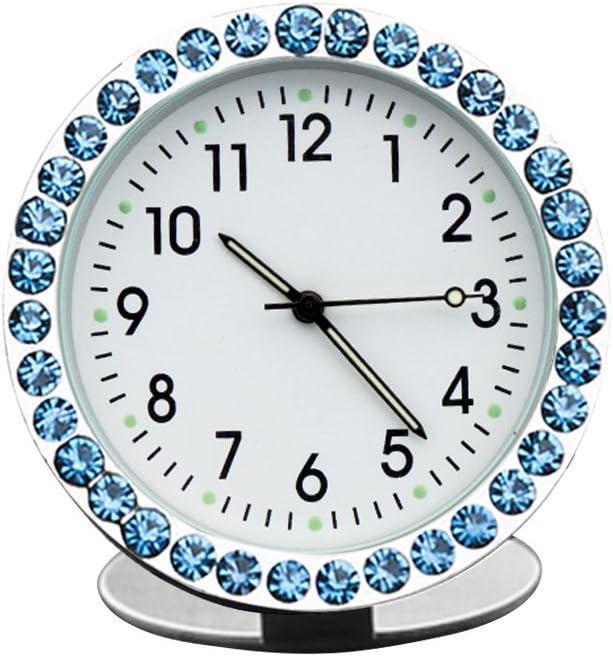 idain Car Dashboard Clock - Mini Vehicle Clock Decoration Air Vent Cilp (White, Point Luminous + Blue)