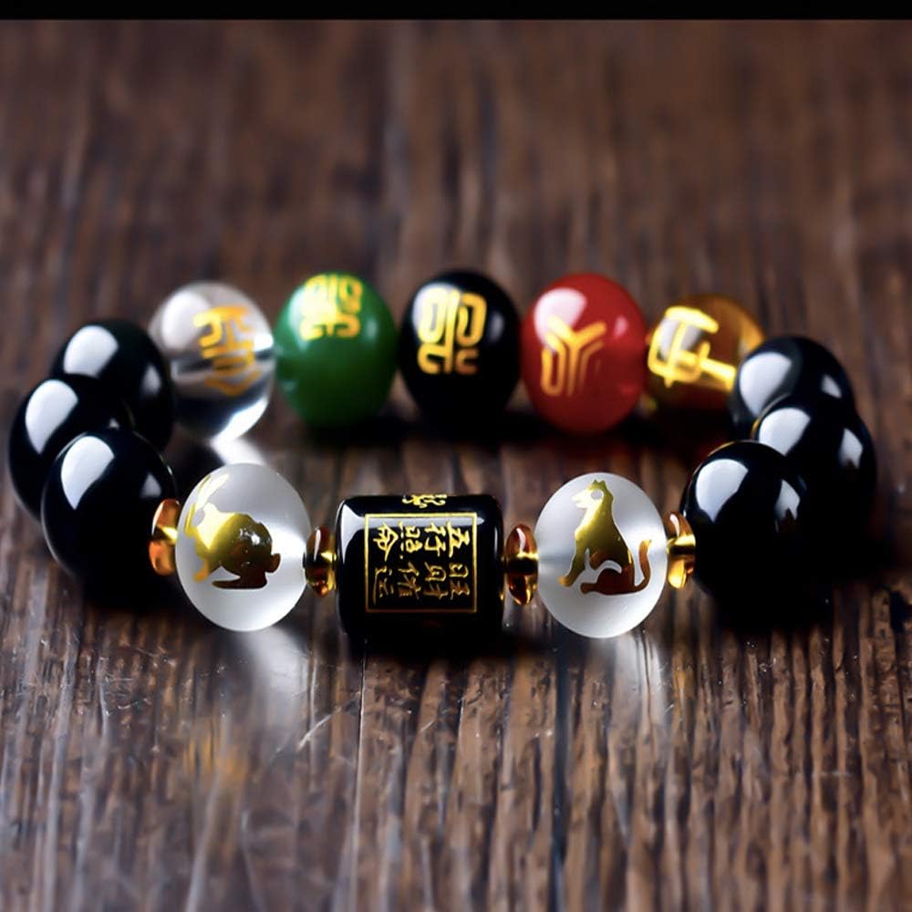 SMART DK Feng Shui Obsidian Five-Element Wealth Porsperity 10mm Bracelet, Attract Wealth and Good Luck, Deluxe Gift Box Included