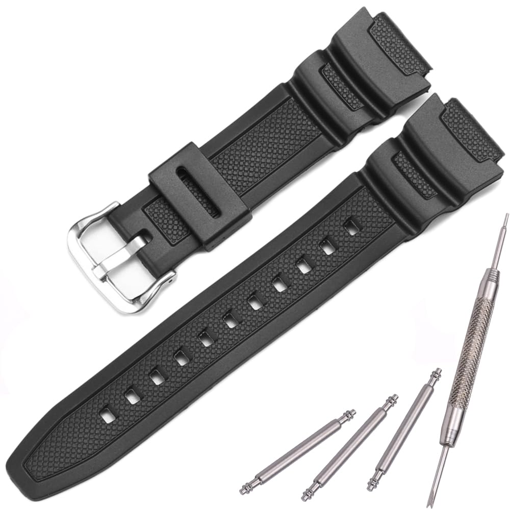 Photo 1 of MCXGL Natural Resin Replacement Watch Band Compatible with Casio W218H W-219H AE1200WH AE-1300WH W800H SGW-300H F-108WH Waterproof Rubber strap