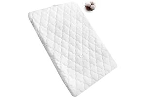 Bamuho Waterproof Pack and Play Sheets Fitted Quilted, 100% Cotton Pack and Play Mattress Protector, Fits Graco Pack n Play, Baby Portable Mini Cribs, Gourd Pattern Quilted - 39" x 27"