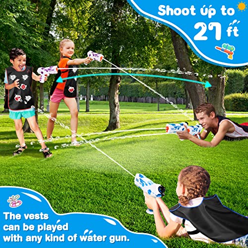 Water Guns & Water Activated Vests, 2 Pack Super Water Blaster Soaker Squirt Guns & Target Vests