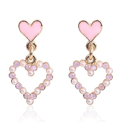 Amazon Loraer Qianer おしゃれ レディース ハート ピアス パール