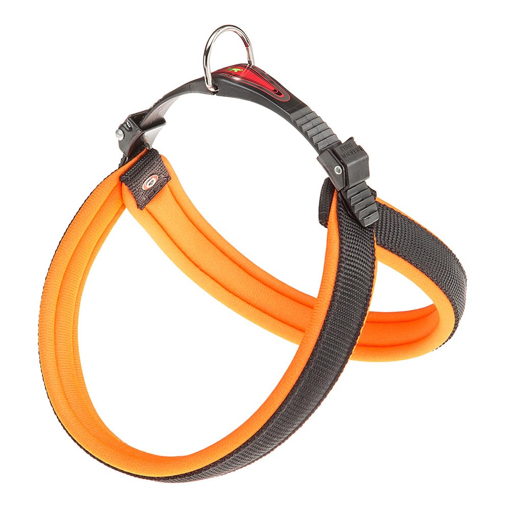 Ferplast Harness for Medium-Sized Dogs AGILA FLUO 4 Dog Harness with Soft Padding, Quick Release and Attachment System, Chest Size 44-52 cm. Orange