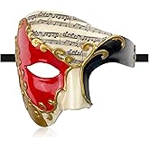 HyperFun Mens Masquerade Mask Phantom of The Opera Half Face Mask with Bowtie, Vintage Venetian Masks for Costume Party